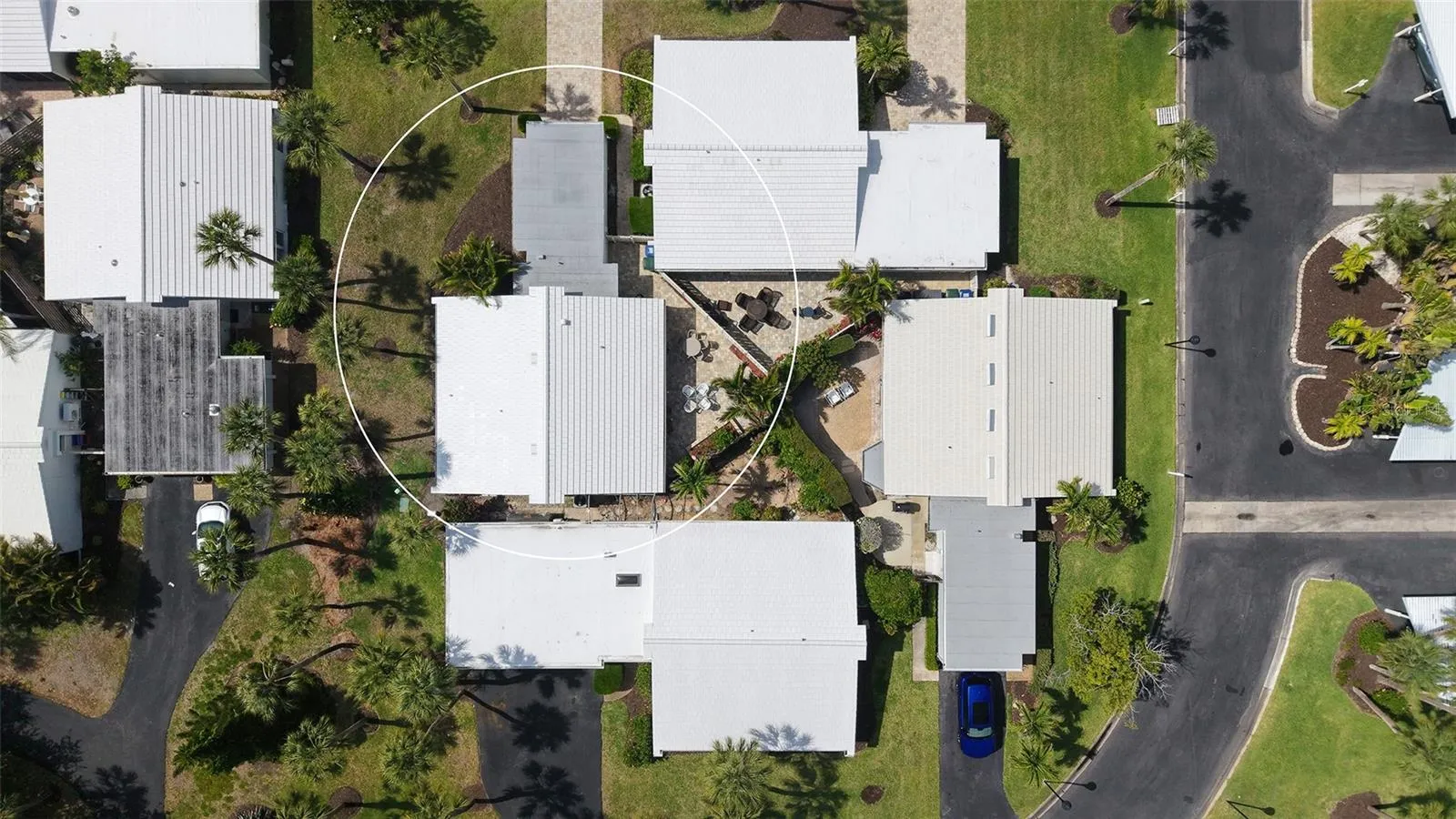Aerial view of the villa.