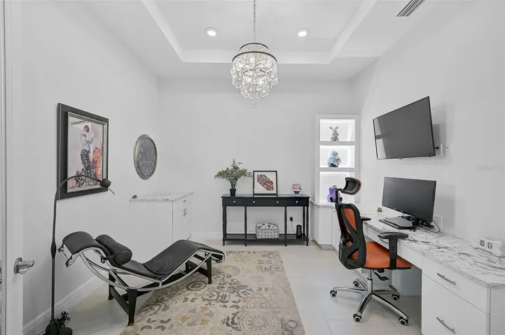 Office with Glass French Doors, Added Lighting
