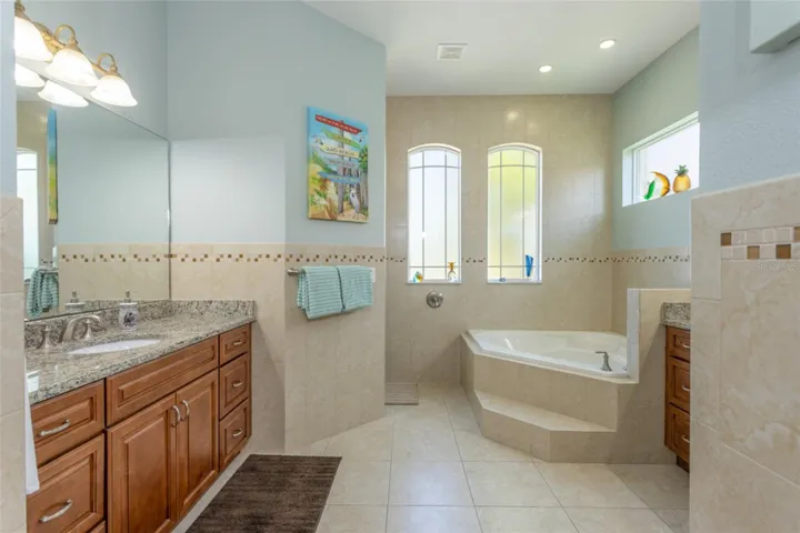 Primary bathroom with dual sinks