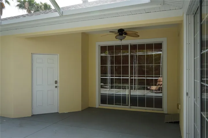 garage door and slider to primary bedroom