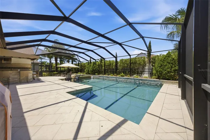 Gorgeous heated saltwater pool area.