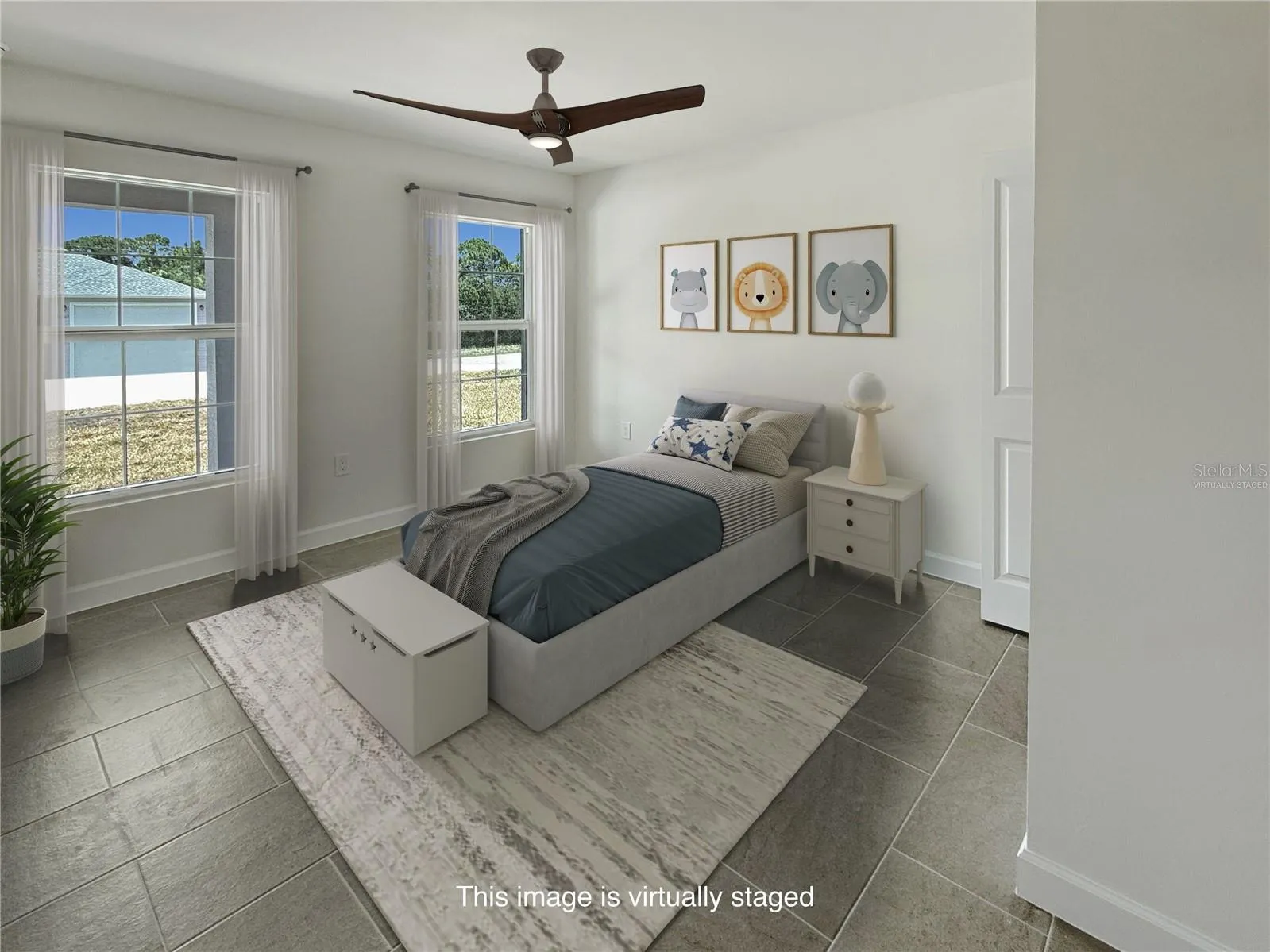 Virtually staged Bedroom 3