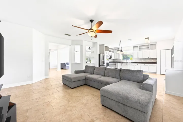 Family room is open to the kitchen.