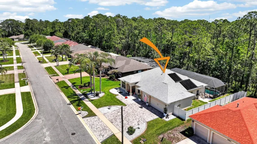 Aerial view of home and street culdesac