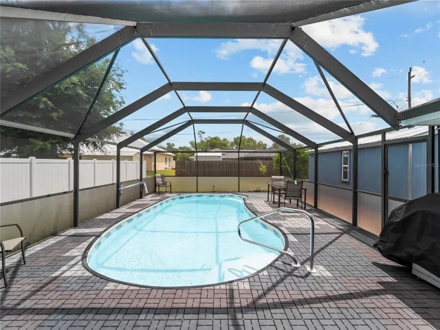 Pool view from the primary bedroom