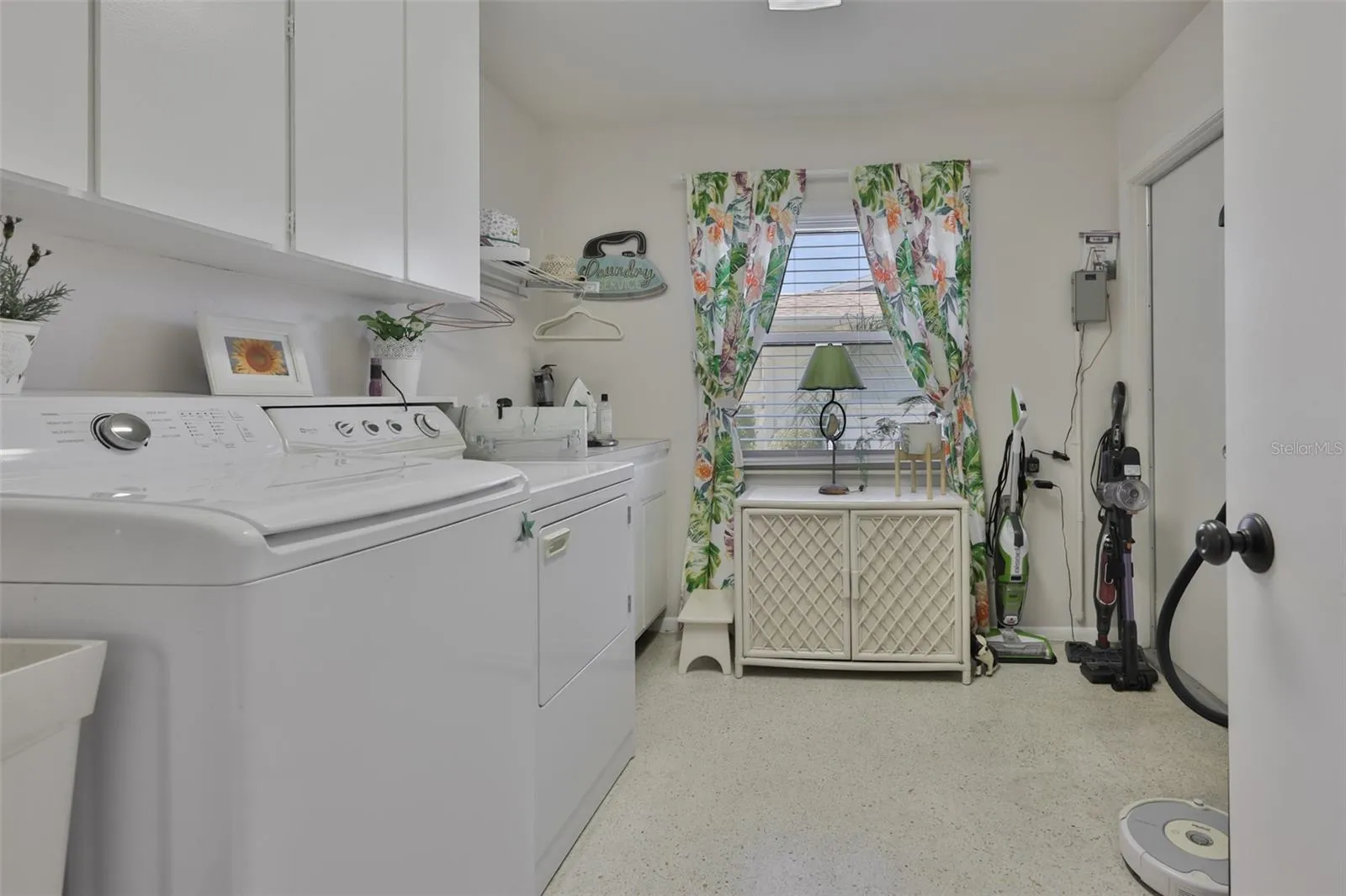 Spacious Interior Laundry &amp; Utility Room, Overhead Cabinets &amp; Storage Shelf, Laundry Sink