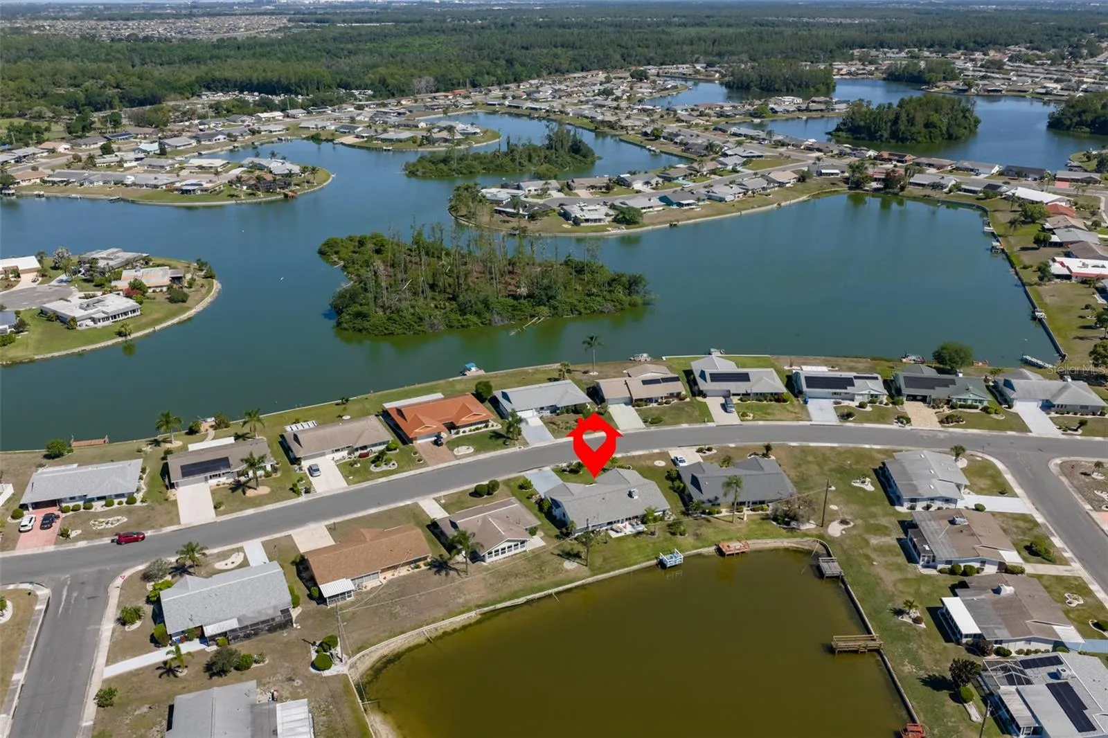 Aerial Rear, Across the Street Middle Lake