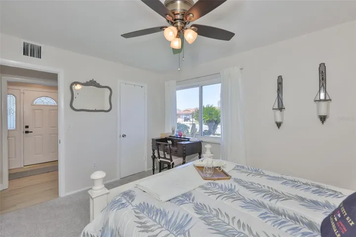 Front Guest Bedroom w/ Newer Plush Carpet Bright Color Scheme, Extra Closet Space