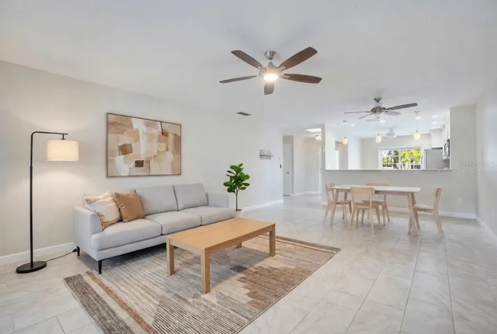 Virtually staged - living/dining room