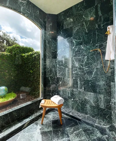 Marble galore from walls to floor !. Private atrium too