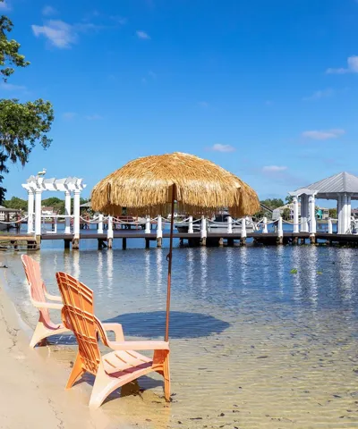 Dip your toes in the sandy beach and feel the cool rush of lake water on your ankles as you rest and recharge.