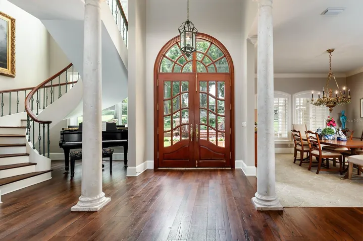 Spacious entry welcomes your guests. Formal dining and living room right off the kitchen and spiral staircase lead to the upper floor, loft, bedroom and bath.
