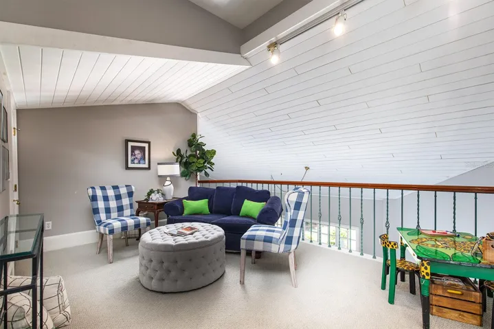 Over 175 sq feet in the loft. Perfect for so many uses or functions. There is a bedroom and bathroom up here as well. This could be another office, studio or workout room.
