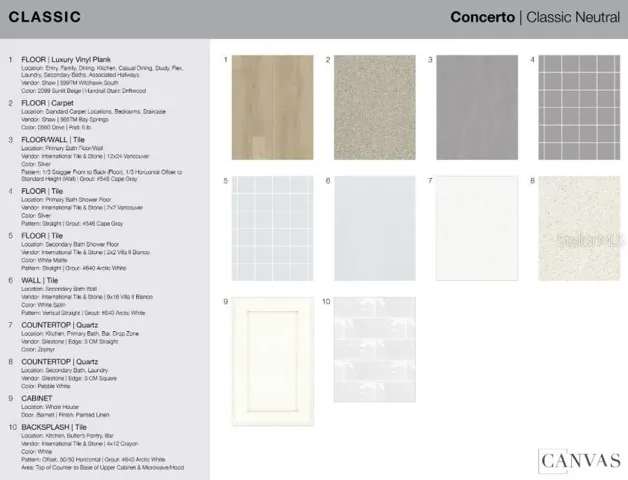 7805 Centaurus Way design selections. Home is currently under construction and selections are subject to change.