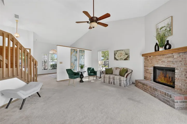 Spacious and Open layout with woodburning fireplace