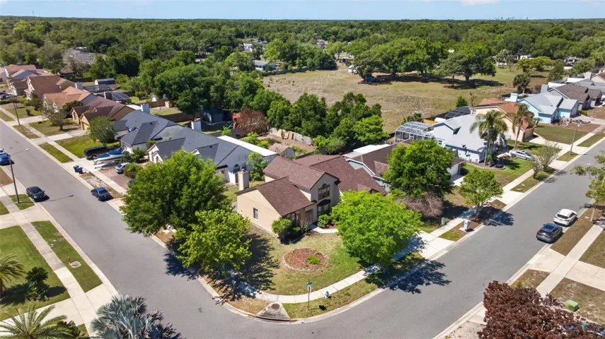 Aerial view of lot and street
