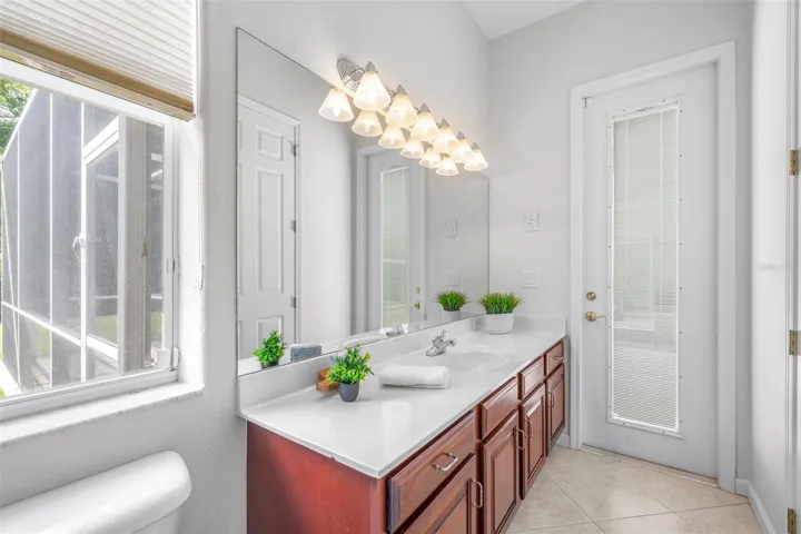 Functional guest bath also doubles as a pool bath