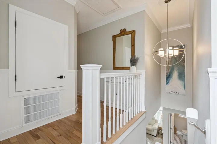 Tasteful lighting continues upstairs.