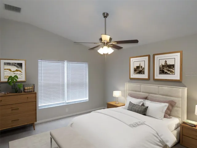 Virtually staged primary bedroom