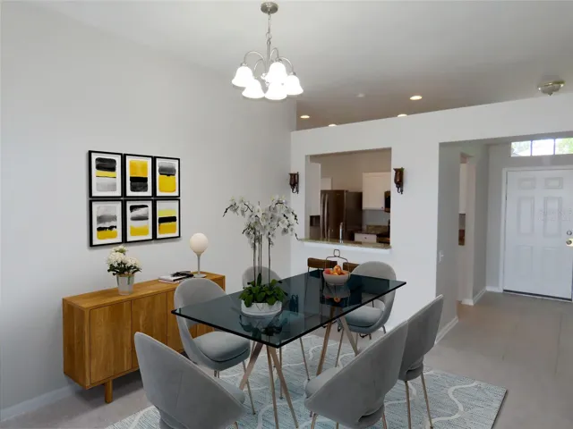 Virtually staged dining area