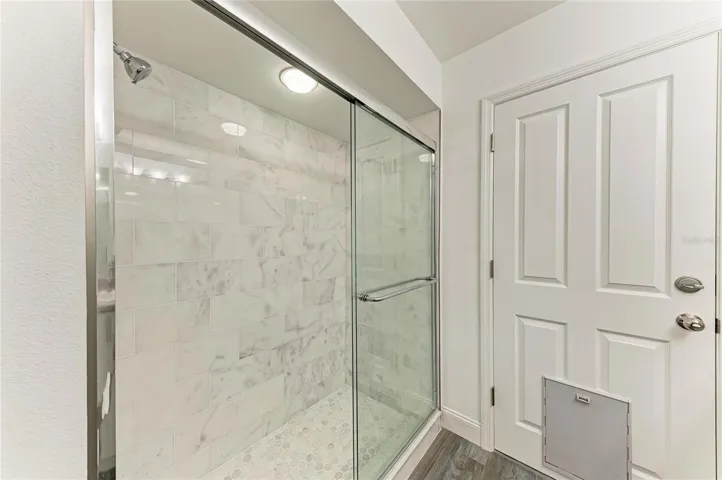 Marble Shower in Primary Bathroom