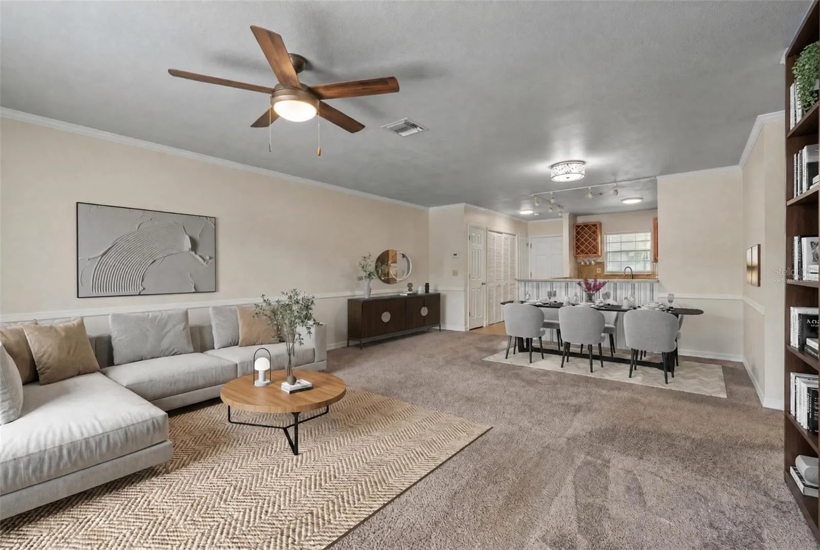 virtually staged living dining