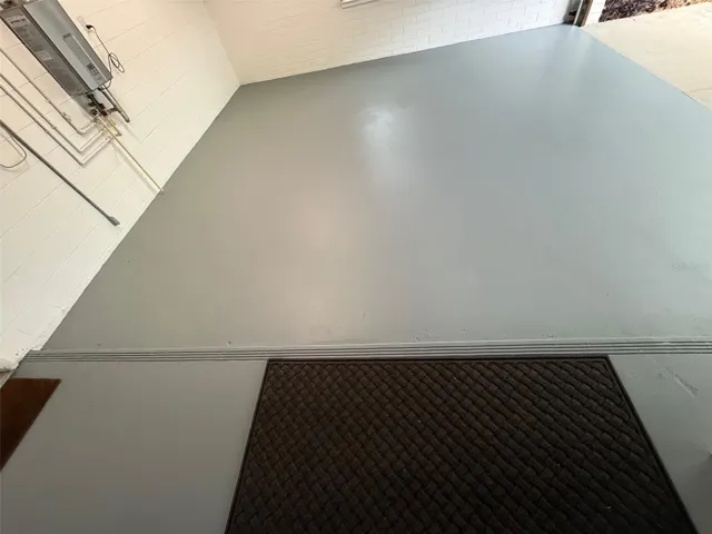 Freshly painted garage floor