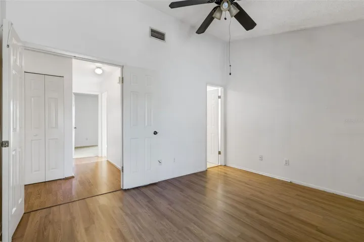 The bathrooms separate the bedrooms