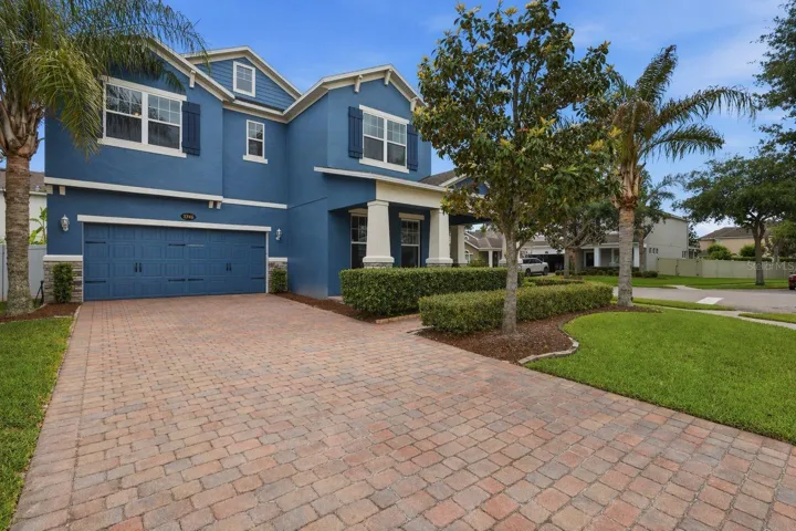 Big, brick paved driveway
