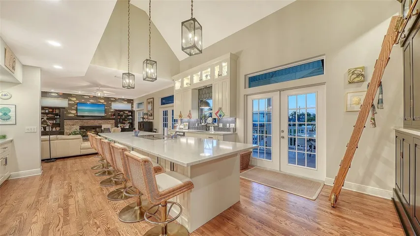The completely renovated kitchen serves as the centerpiece of the home