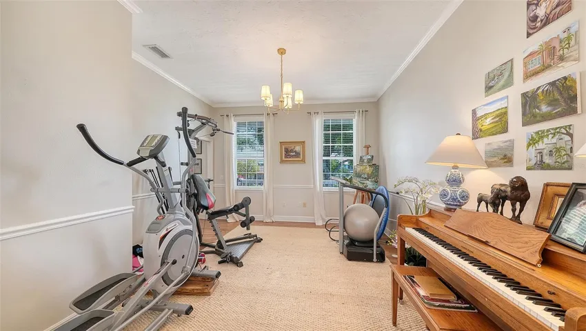 Flex room can adjust to your lifestyle. Formal living? Music Room? Artist Studio? Fitness Room?