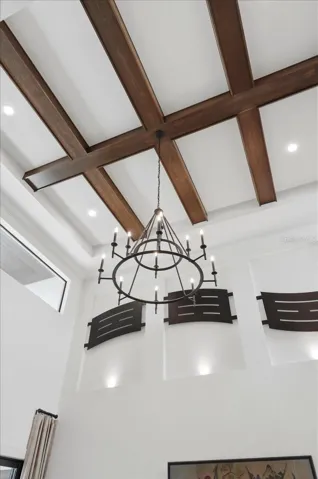 Wooden beams, Hinkley fixtures.