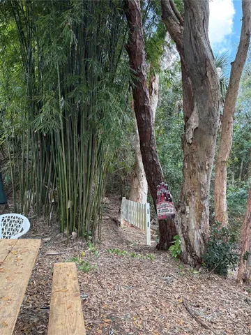 mobile home yard,  with picnic table