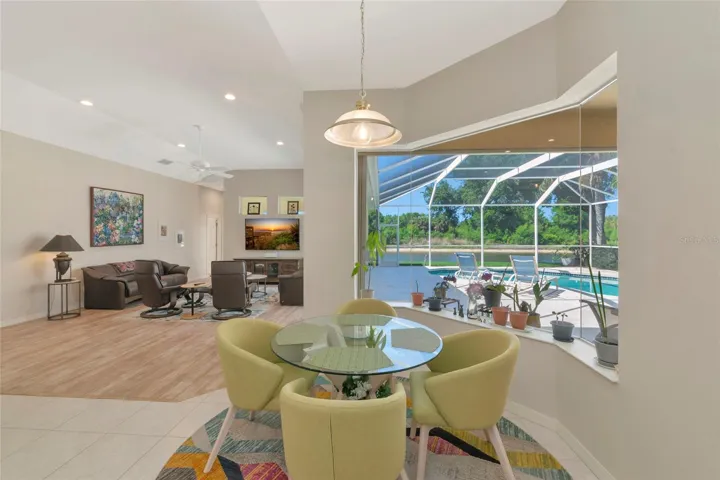 Kitchen cafe w/ large aquarium window.