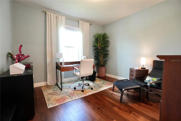 Bedroom 2, currently utilized as a home office.