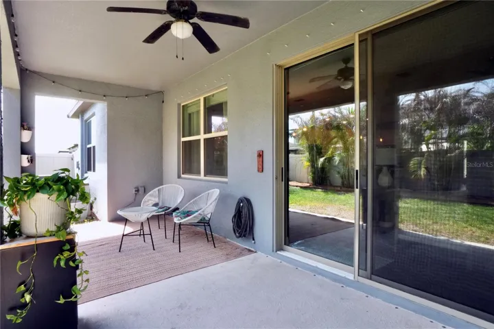 Sliding door and all windows have hurricane shutters.