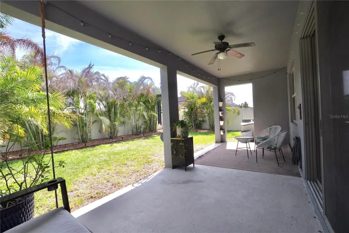 Spacious covered lanai and fully fenced backyard.