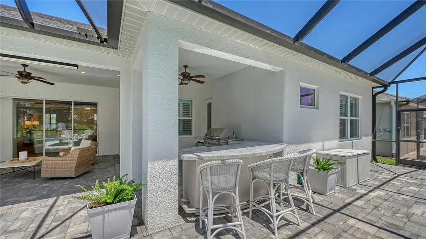 Bar seating in outdoor kitchen