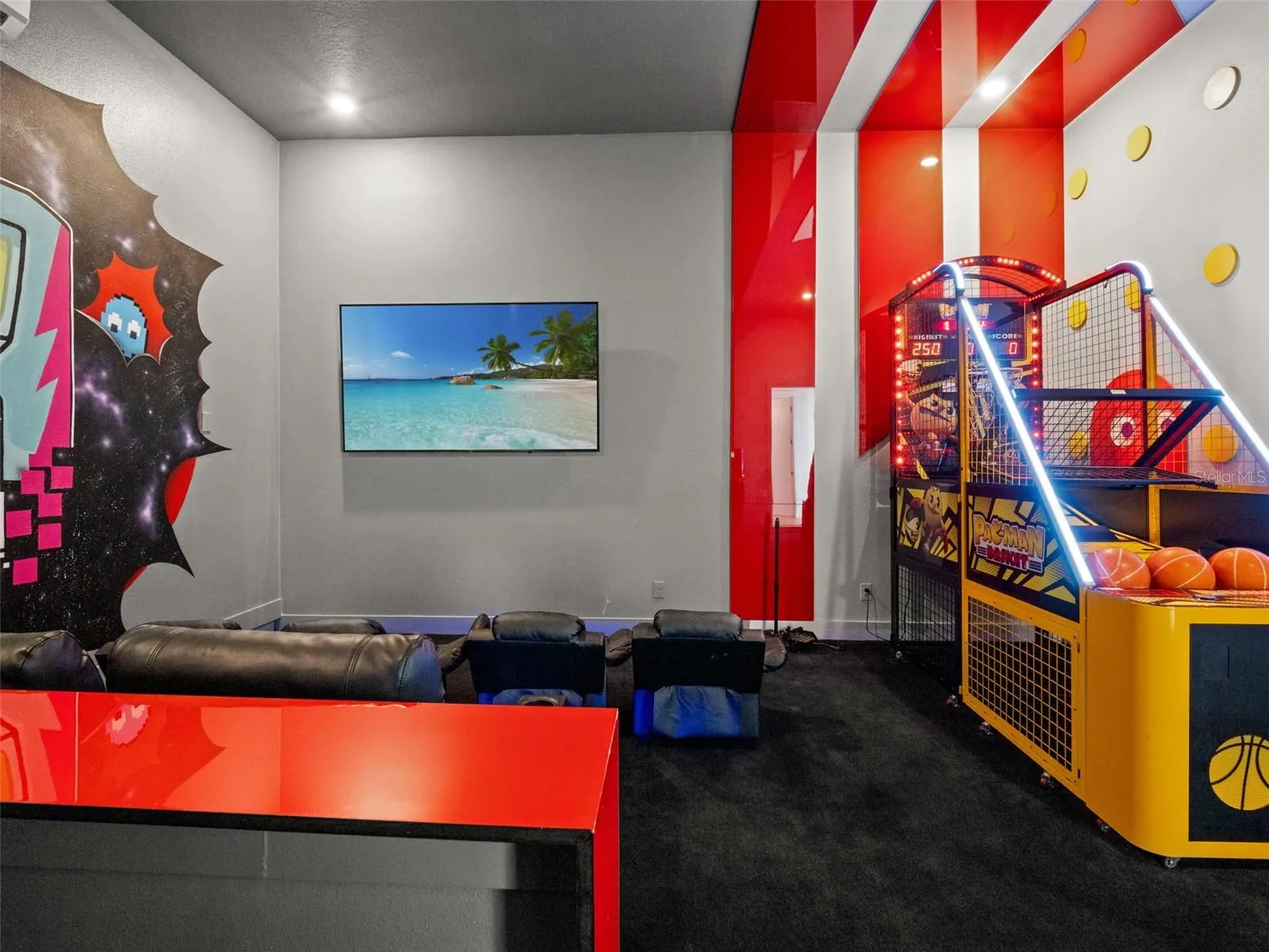 Game room in converted garage