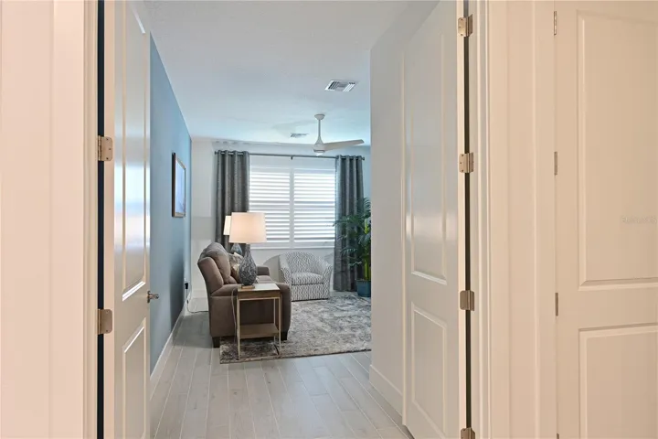 Double Doors lead to oversized 4th bedroom, den or media room