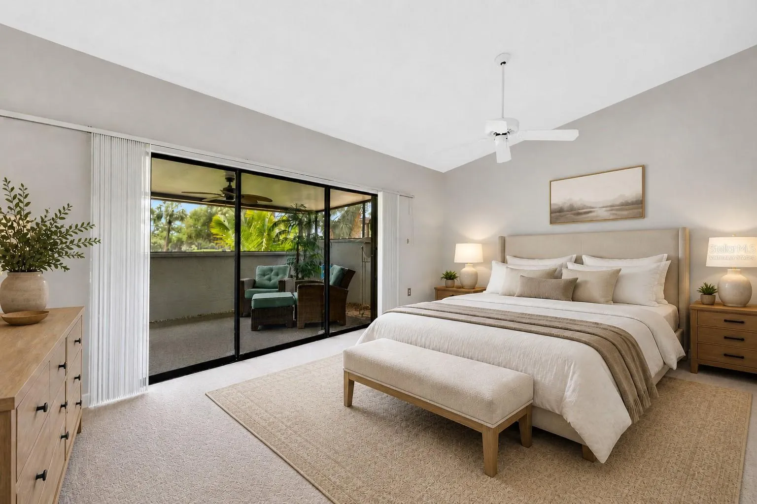 virtually staged primary bedroom