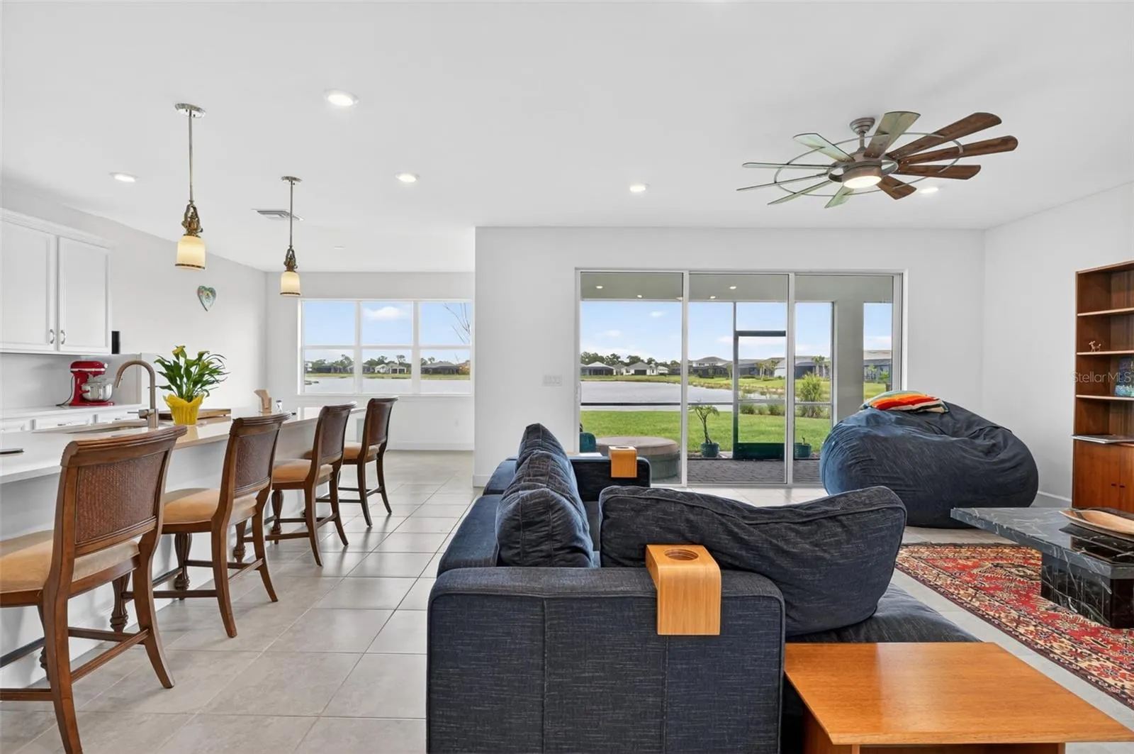 Kitchen connects to Living room