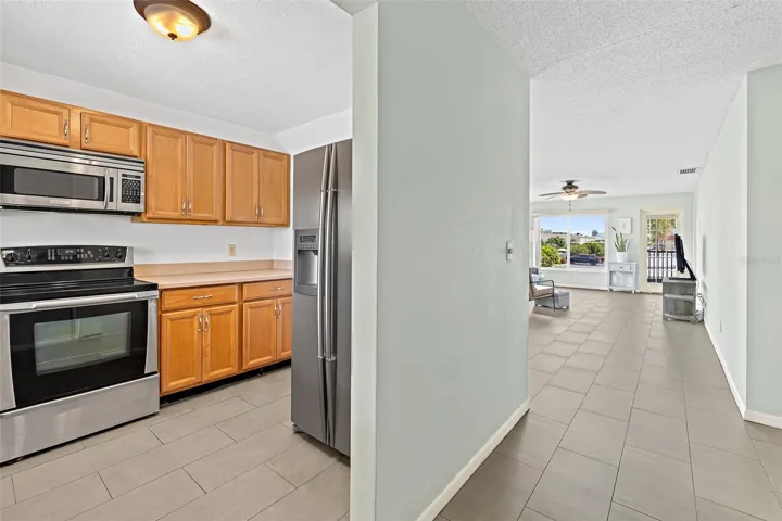 Kitchen and hallway toward living room