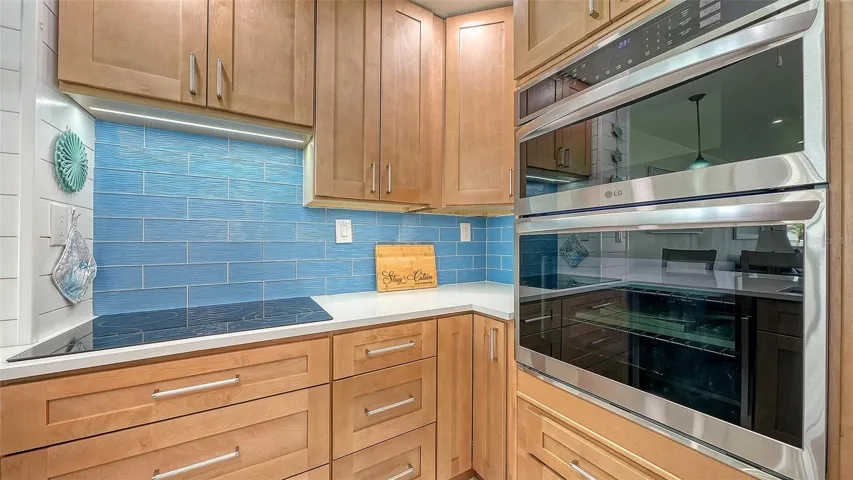 LED lighting under cabinetry and Lazy Susan.