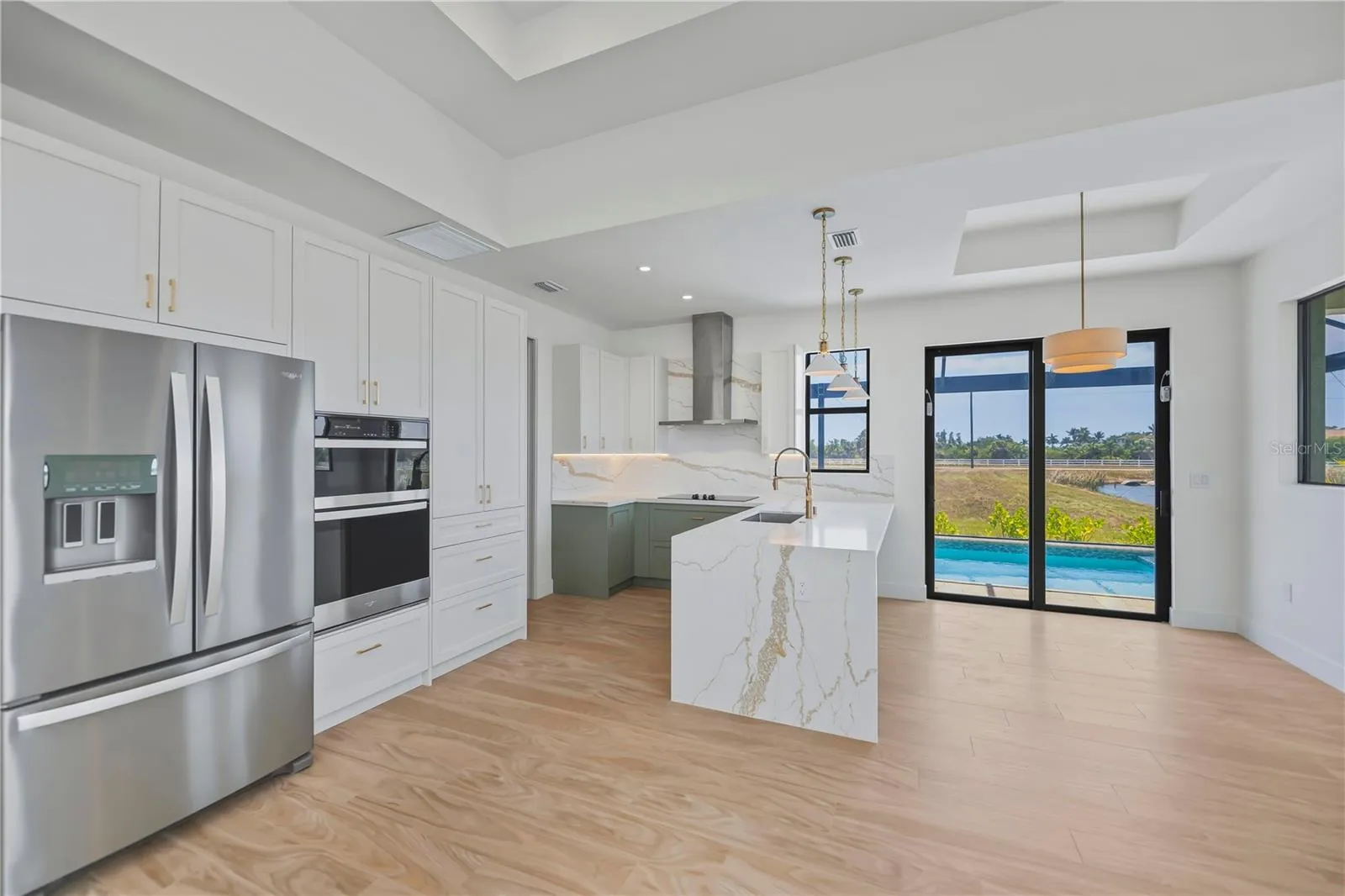 Chef Style Kitchen with Quartz Waterfall Countertops