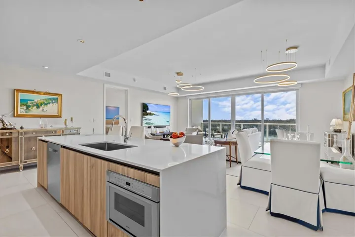 Open Kitchen with waterfall edge island