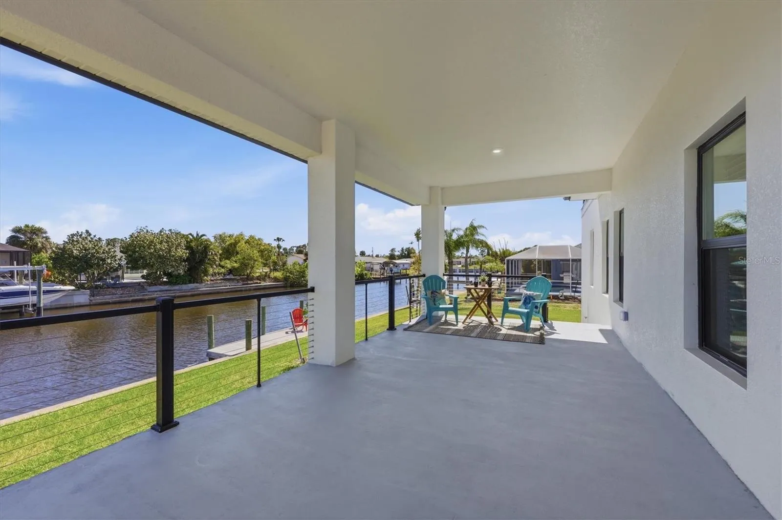 First floor balcony with steps to access your dock