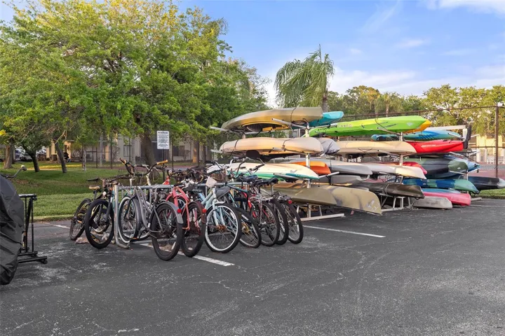 Kayak and bike storage for residents