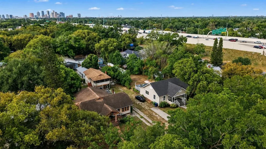 Aerial view highlighting property location and surroundings.