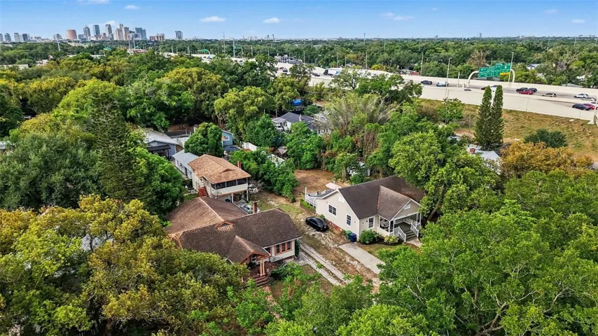 Aerial view highlighting property location and surroundings.